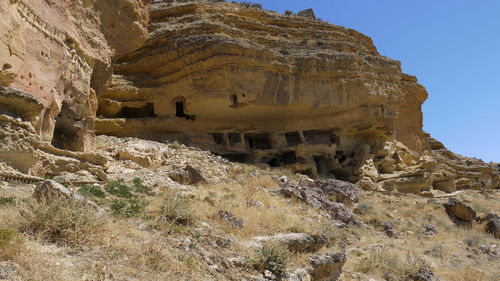 Low angle view of rock formation