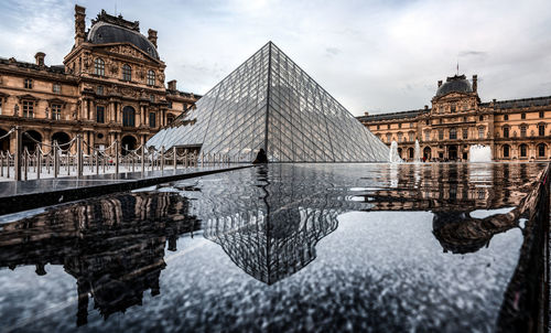 Reflection of buildings in city