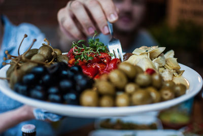 Man having food at restaurant