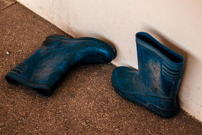 High angle view of shoes on sand