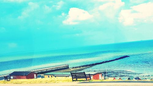 Scenic view of sea against clear sky