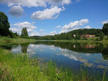 Scenic view of lake against sky