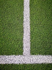 High angle view of soccer field