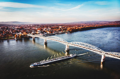 High angle view of bridge over river