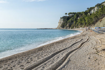 The beautiful beach of san michele in sirolo with blue water