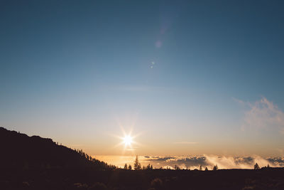 Silhouette landscape against sky during sunset