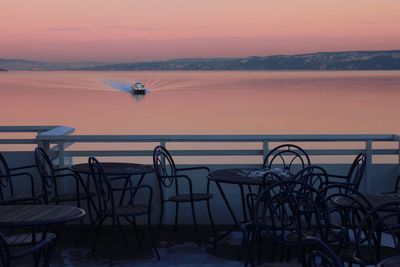 Scenic view of sea against sky at sunset