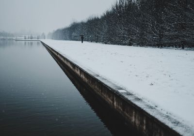 Frozen lake against sky during winter