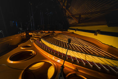 Close-up of piano keys at night