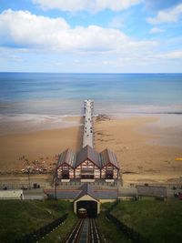 High angle view of beach against sky