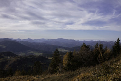 Scenic view of mountains against sky
