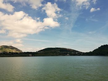 Scenic view of lake against sky