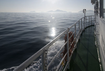 Sea against sky seen through boat