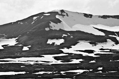 Aerial view of snowcapped mountain against sky