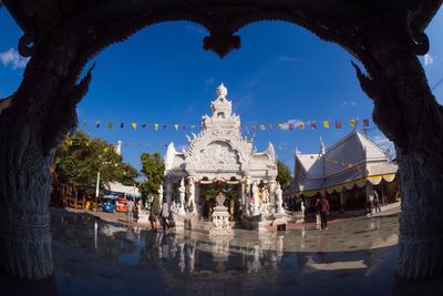 Low angle view of temple against sky