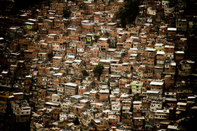 High angle view of buildings in city. rocinha.
