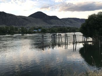 Scenic view of lake against sky