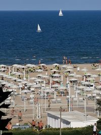 High angle view of people on beach