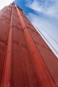 In touch with the sky, golden gate bridge pillar low angle view