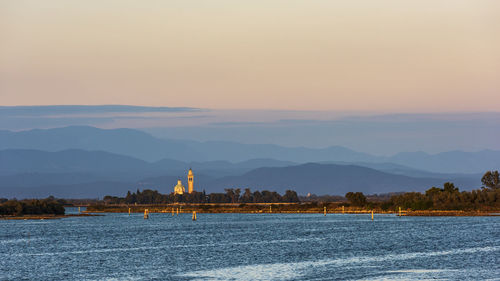 Grado and its lagoon at sunset. glimpses of tranquility.