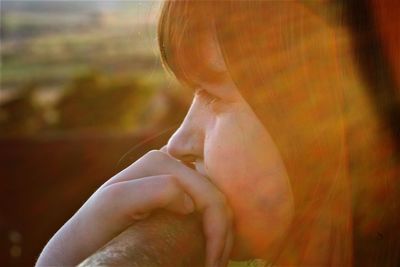 Close-up of woman with hands