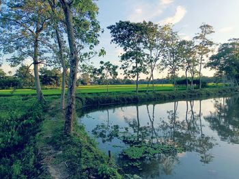 Scenic view of lake against sky