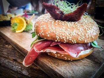 Close-up of cake on table