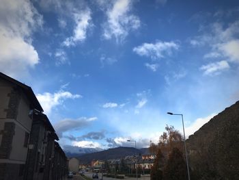 Low angle view of buildings against sky