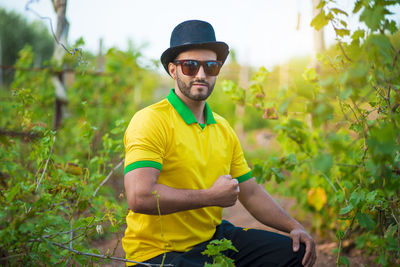 Young man wearing sunglasses outdoors