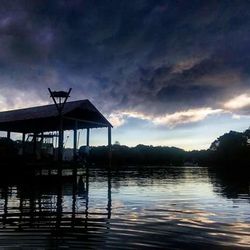 Scenic view of lake against cloudy sky