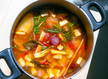Close-up of soup in bowl