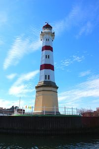 Low angle view of lighthouse against sky