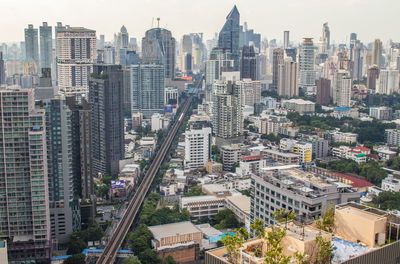 View to the cityscape, downtown and skyscraper of bangkok metropolis in thailand southeast asia