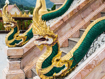 Close-up of a statue of a temple