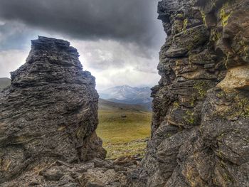 Scenic view of rock formation against sky