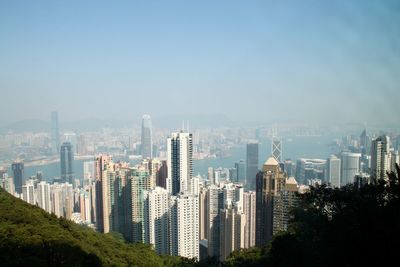 View of cityscape against clear sky