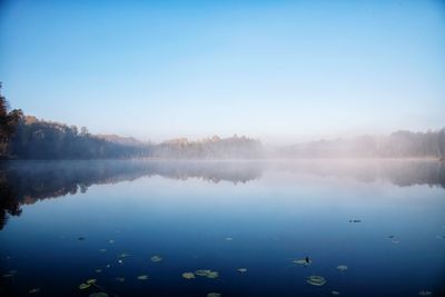 Scenic view of lake against blue sky