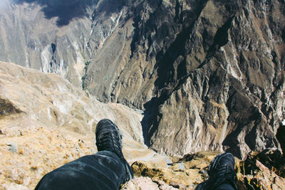 Man standing on rock formation