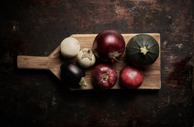 High angle view of fruits on table