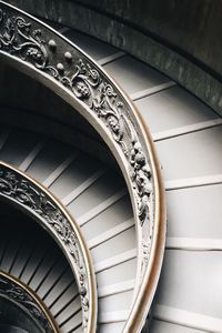 Directly above shot of spiral staircase in building