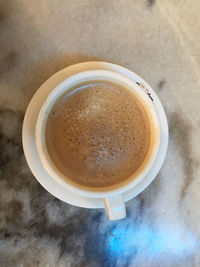 High angle view of coffee on table