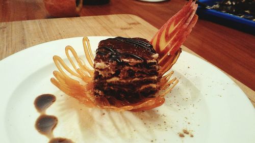 Close-up of pastry on plate