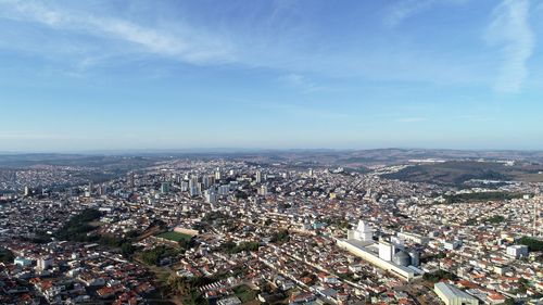 High angle shot of townscape against sky