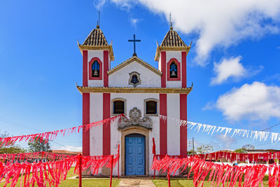 Chapel decorated with ribbons for a religious celebration in the small town of lavras novas