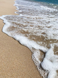 High angle view of surf on beach