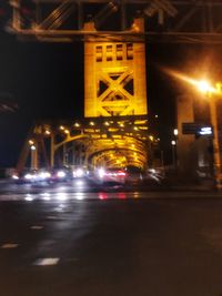 Light trails on road at night