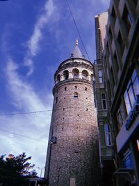 Low angle view of old building against sky