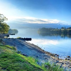 Scenic view of lake against sky