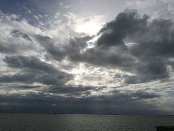 Scenic view of sea against cloudy sky