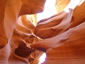 Low angle view of rock formations at antelope canyon